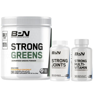 BARE PERFORMANCE NUTRITION BPN Strong Greens Superfood Powder, Strong Joints & Strong Multi-Vitamin Bundle BARE PERFORMANCE NUTRITION Au supplements