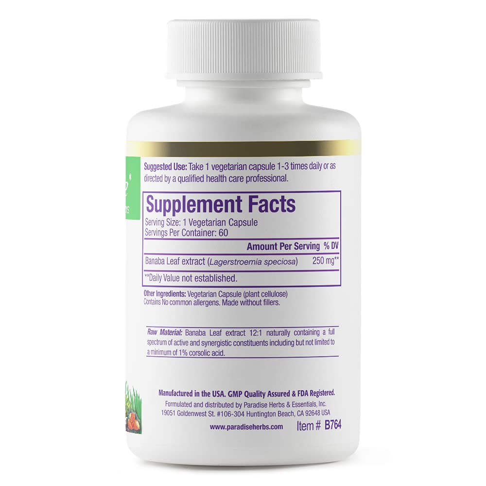 Paradise Herbs Banaba Leaf Vegetarian Capsules, 60 Count Paradise Herbs Au supplements