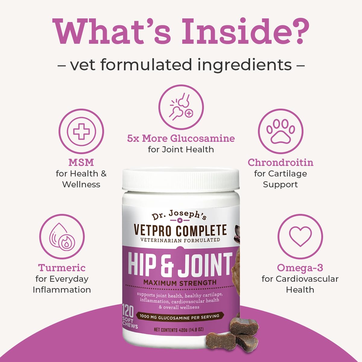 VetPro Dog Hip and Joint Supplement - Pain and Inflammation Relief Chews VetPro Complete Au supplements