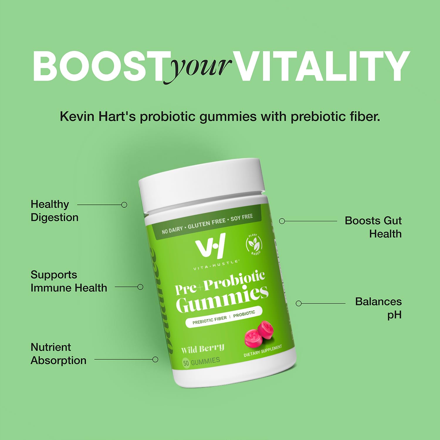 VitaHustle Probiotic Gummies + Prebiotics by Kevin Hart with Chicory Root Inulin Fiber VitaHustle Au supplements
