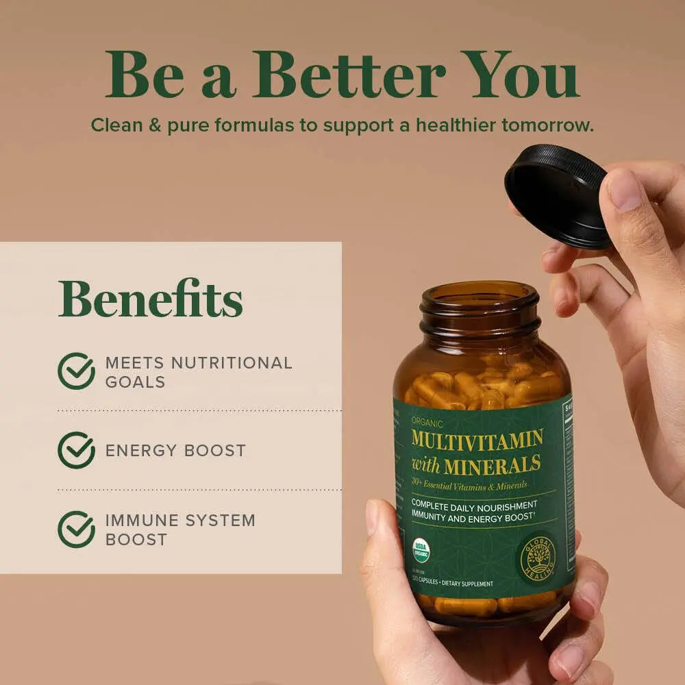 Global Healing Center - USDA Organic Multivitamin for Women & Men - Vitamins Include A, C, D, & More for Your Overall Health & Wellness Needs Global Healing Center Au supplements