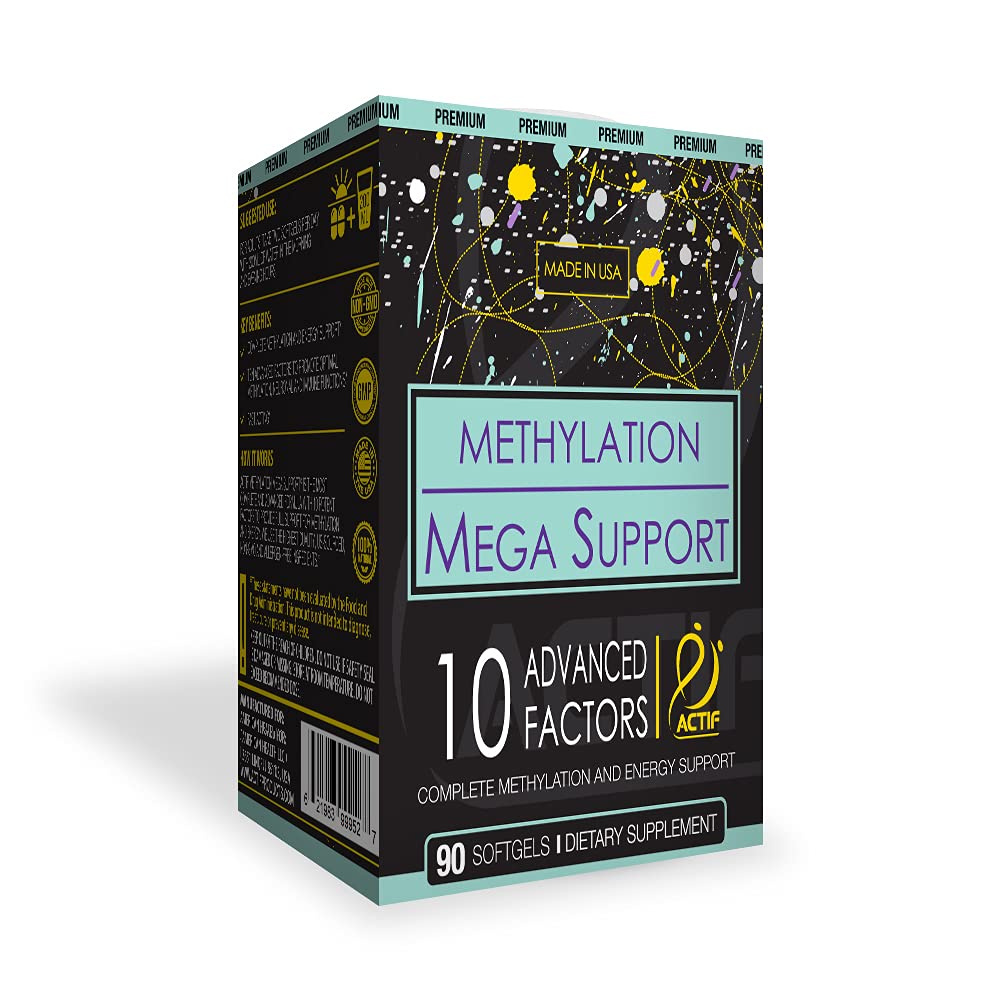 ACTIF Methylation Mega Support with 10 Advanced Factors and Organic Folate – 100% Natural, Non-GMO, 90 Count ACTIF Au supplements