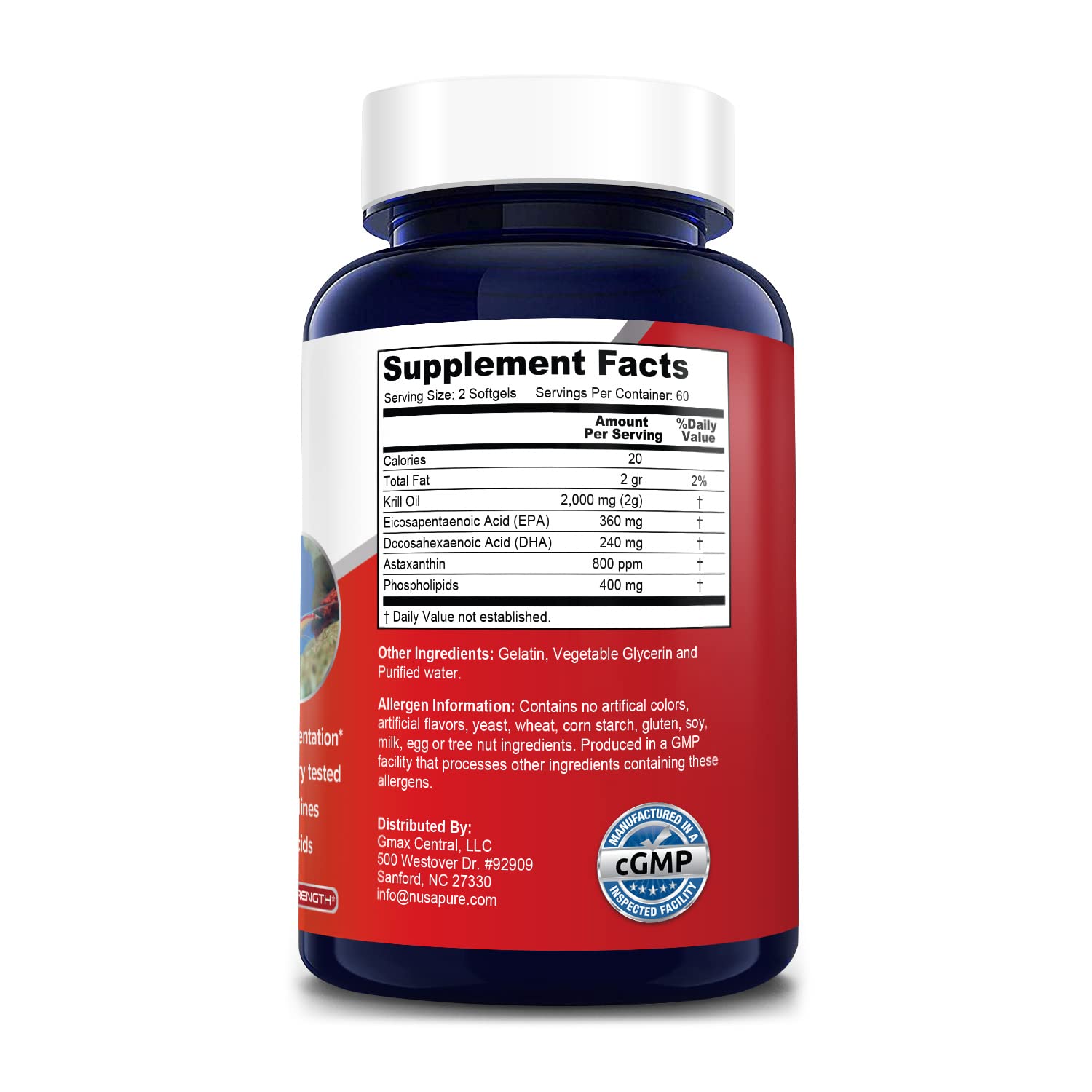 NusaPure Antarctic Krill Oil 2000 mg 120 Softgels, Omega-3 EPA 360mg, DHA 240mg NusaPure Au supplements