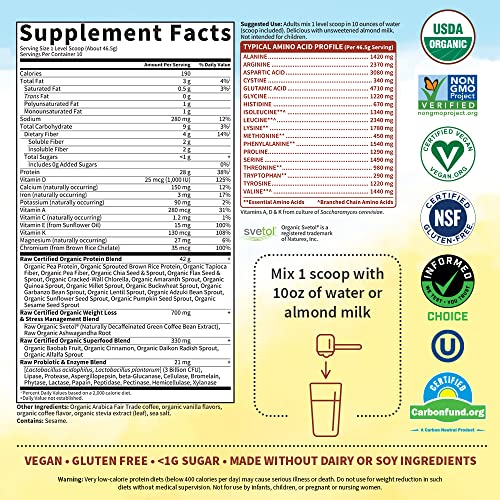 Garden of Life Raw Organic Fit Vegan Protein Powder Coffee, 28g Plant Based Protein Garden of Life Au supplements
