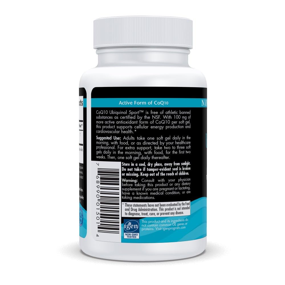 Nordic Naturals Nordic CoQ10 Ubiquinol Sport - 60 Mini Soft Gels - 100 mg Ubiquinol - Heart Health, Physical Performance, Cellular Energy Production - Non-GMO - 60 Servings Nordic Naturals Au supplements