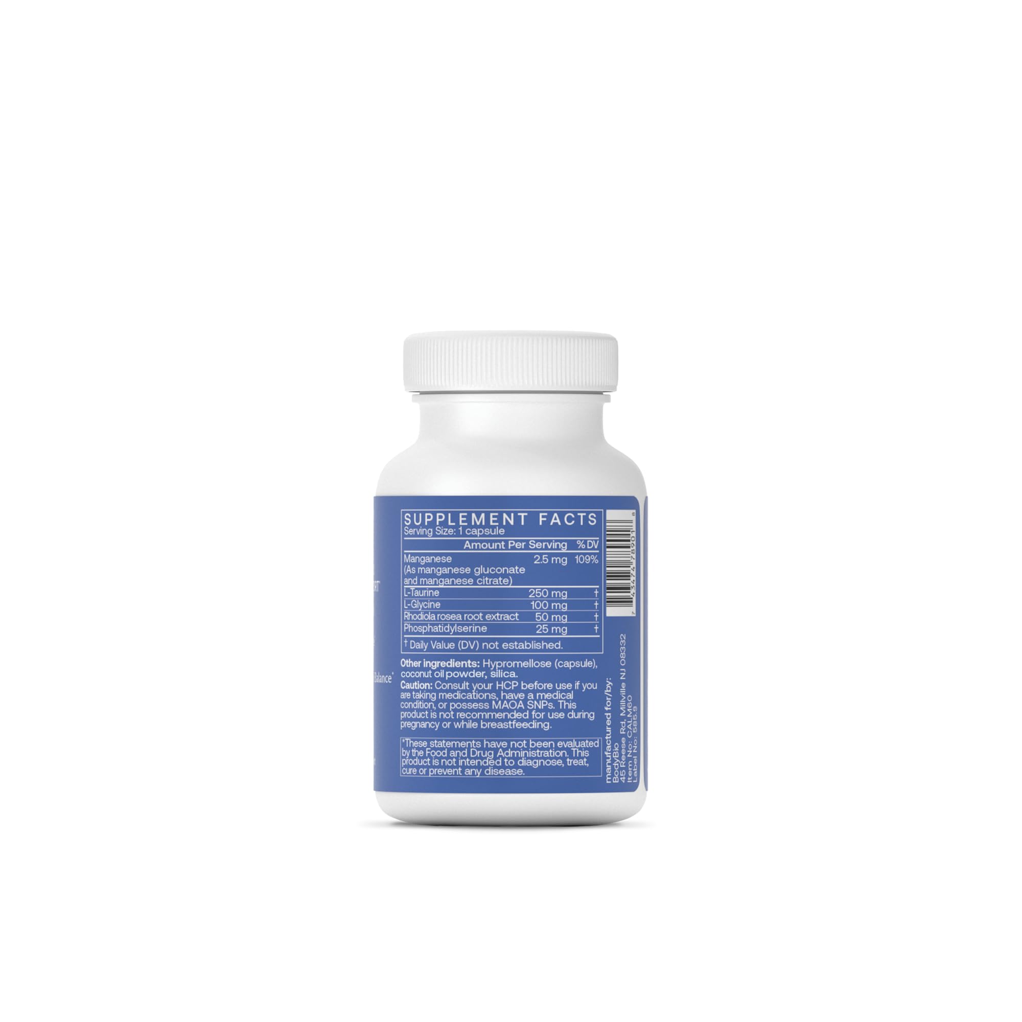 BodyBio Calm - Natural Stress Relief Blend with Rhodiola, Glycine & Phosphatidylserine - Supports Relaxation, Mental Focus & Balanced Cortisol - Non - Drowsy Formula BodyBio Au supplements