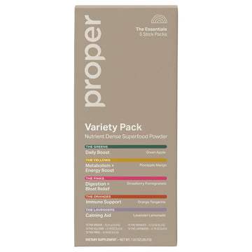 Proper The Essentials Super Foods Powder 5-Stick Variety Pack - Super Greens, Gut Health, Metabolism & Energy, Calm Magnesium Powder & Immune Support Supplement Packs Proper Au supplements