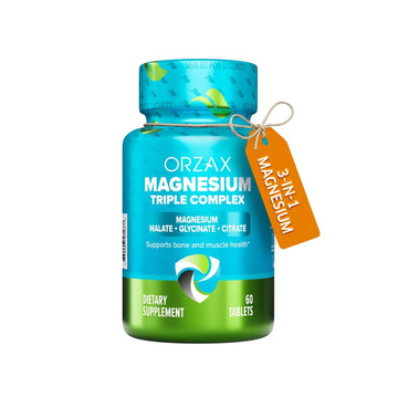ORZAX Magnesium Triple Complex | Magnesium Glycinate, Citrate, Malate | Vegan, Gluten Free, Dairy Free, Halal | 200 mg of Triple Complex Magnesium for Muscles & Energy for Women and Men | 60 Tablets ORZAX Au supplements