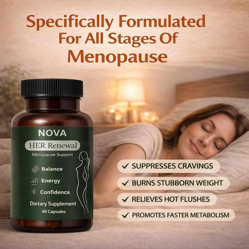 DFTLUUE NOVA Menopause Relief Support for Her - Probiotic Estrogen Balance Formula with Curcuminoids & Botanical Extracts – Supports Hormonal Balance, Comfort & Daily Well-Being – 60 Capsules (1) DFTLUUE Au supplements