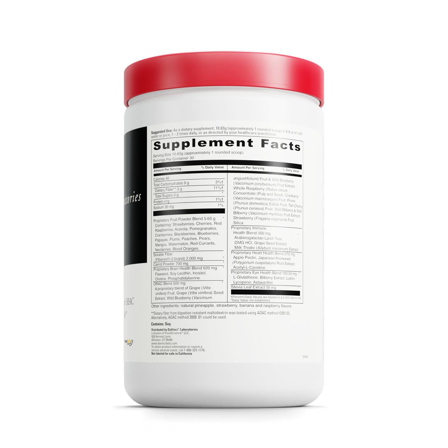 DAVINCI Labs Spectra Reds - Drink Mix Supplement for Antioxidant Health* - Immune & Liver Health Aid with Grape Seed Extract* - Powder Supplement Supports Eye & Heart Health* - 30 Servings (324.9 g) DAVINCI Au supplements