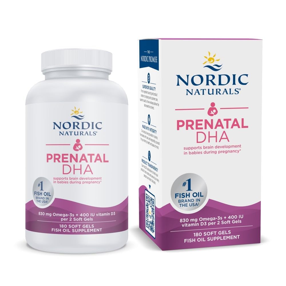Nordic Naturals Prenatal DHA, Unflavored - 830 mg Omega-3 + 400 IU Vitamin D3-180 Soft Gels - Supports Brain Development in Babies During Pregnancy & Lactation - Non-GMO - 90 Servings Nordic Naturals Au supplements