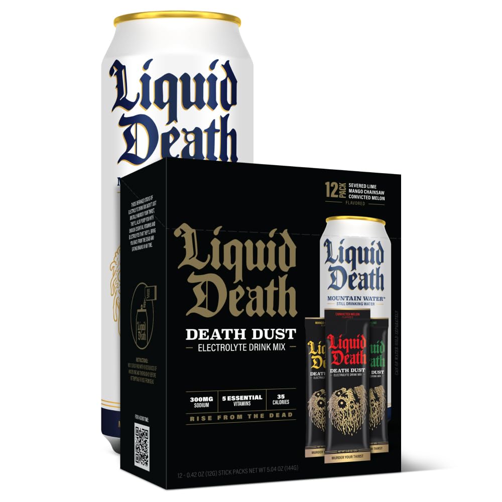 Liquid Death Electrolyte Death Dust - Hydration Powder Packets - 3 Flavors - 12-Stick Liquid Death Au supplements