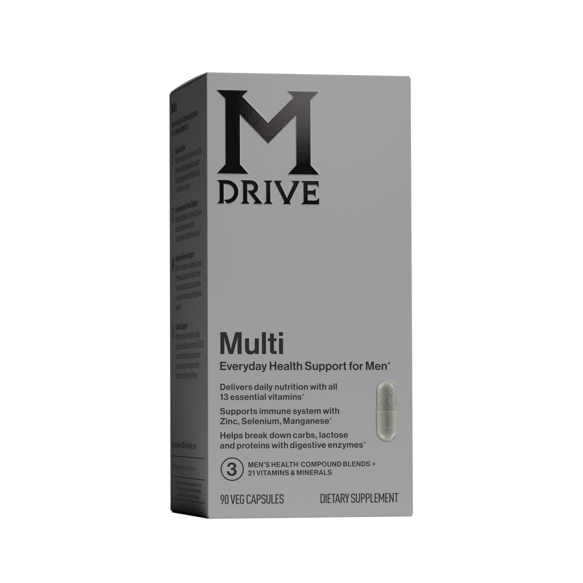 Mdrive Multivitamin for Men, Daily Multivitamin - Immune Health Support from Zinc, Selenium, Manganese & Vitamin D, Enzymes for Digestive Support, CoQ10 for Energy and Vitamin K2, 90 Capsules Mdrive Au supplements