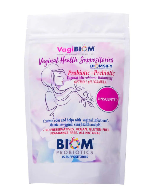 Biom Vaginal Probiotic Suppository: Natural Vaginal pH and Odor Control Regimen; Balance Biom ProbioticsAU supplements