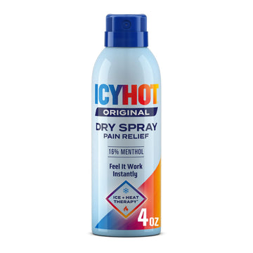 Icy Hot Original Pain Relief Dry Spray, Fast-Acting, Quick-Drying Pain Relief with Max Strength Menthol 16%, Ice and Heat Contrast Therapy for Backaches, Joints, Muscle Strains and Arthritis, 4 oz Icy Hot Au supplements