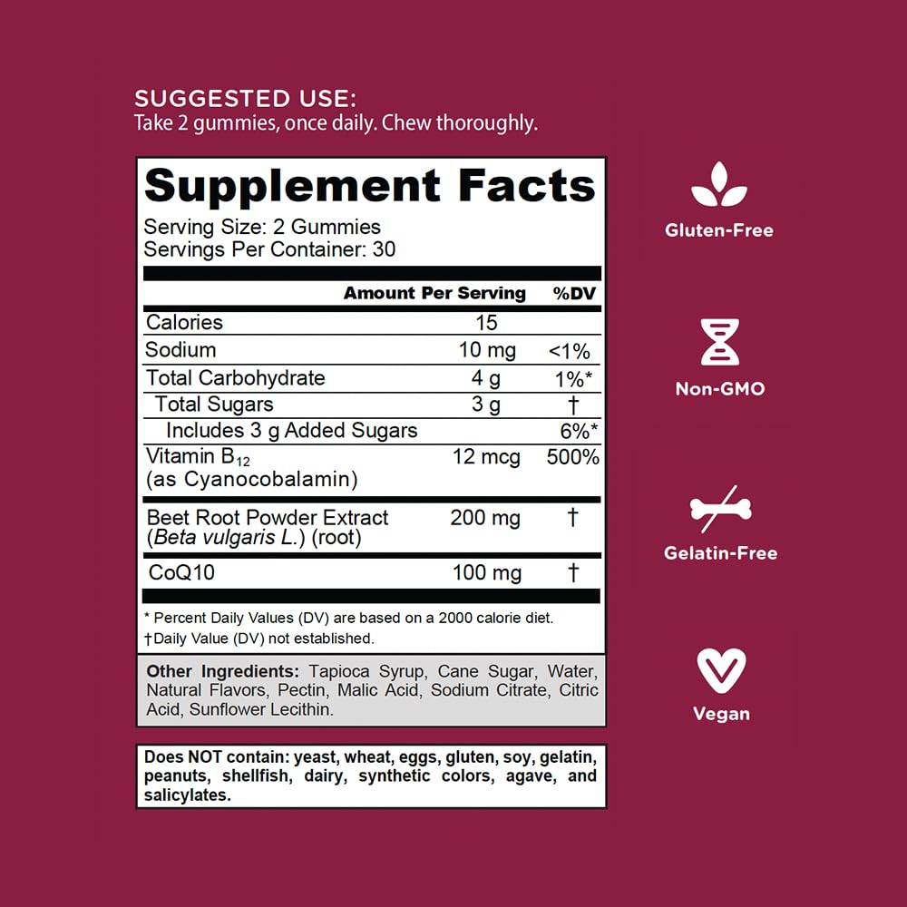 Goli Nutritional Supplement, Beets Cardio Gummy - 60 Count - CoQ10 & Beet Root Extract Goli Au supplements