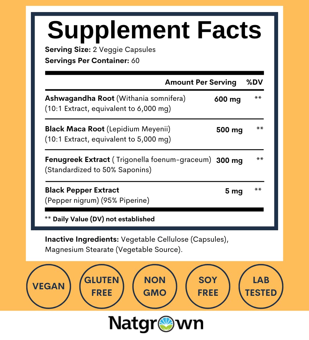 Natgrown Ashwagandha Maca Root Fenugreek Extract Capsules Supplement Natgrown Au supplements