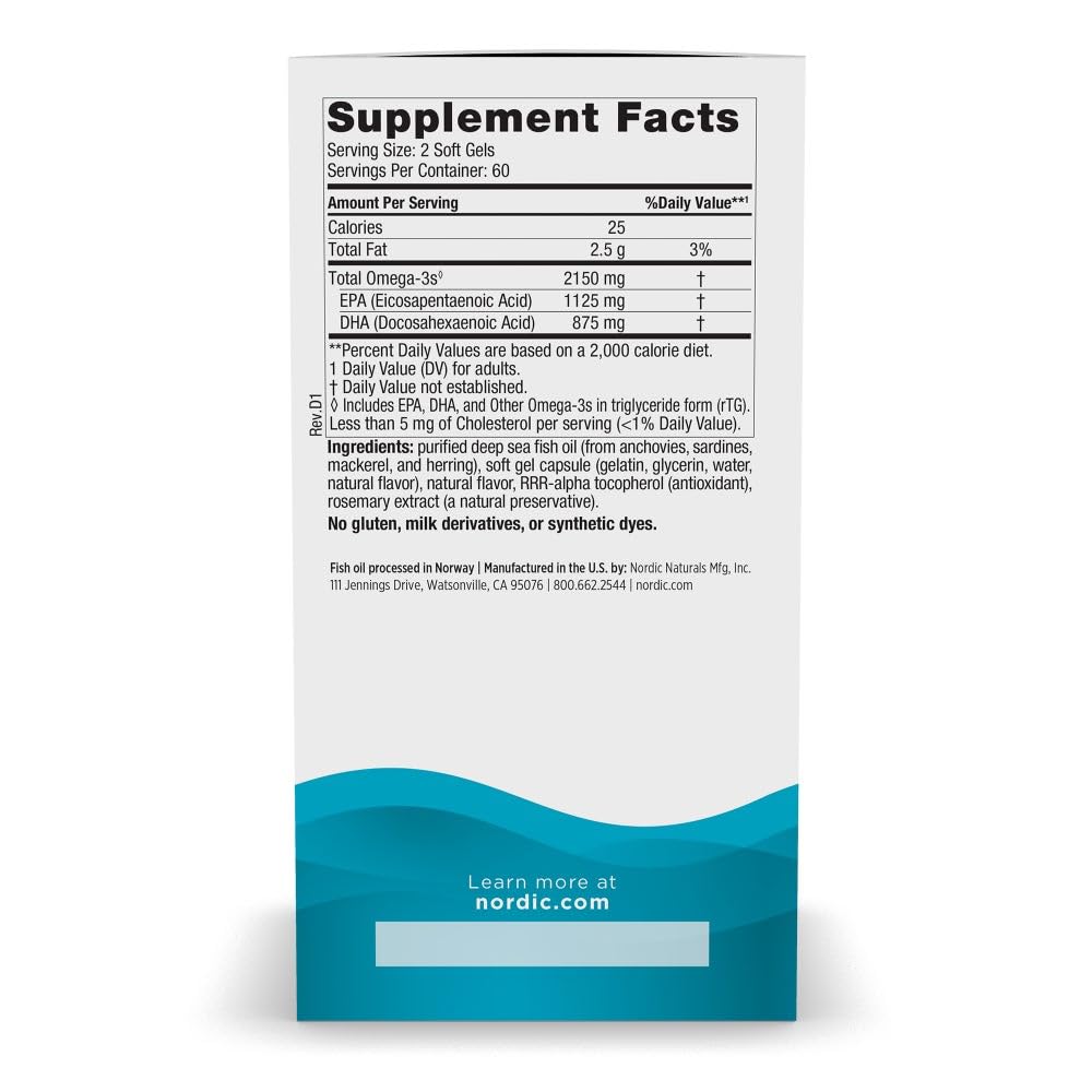 Nordic Naturals Ultimate Omega 2X, Lemon Flavor - 120 Soft Gels - 2150 mg Omega-3 - High-Potency Fish Oil with EPA & DHA - Promotes Brain & Heart Health - Non-GMO - 60 Servings Nordic Naturals Au supplements