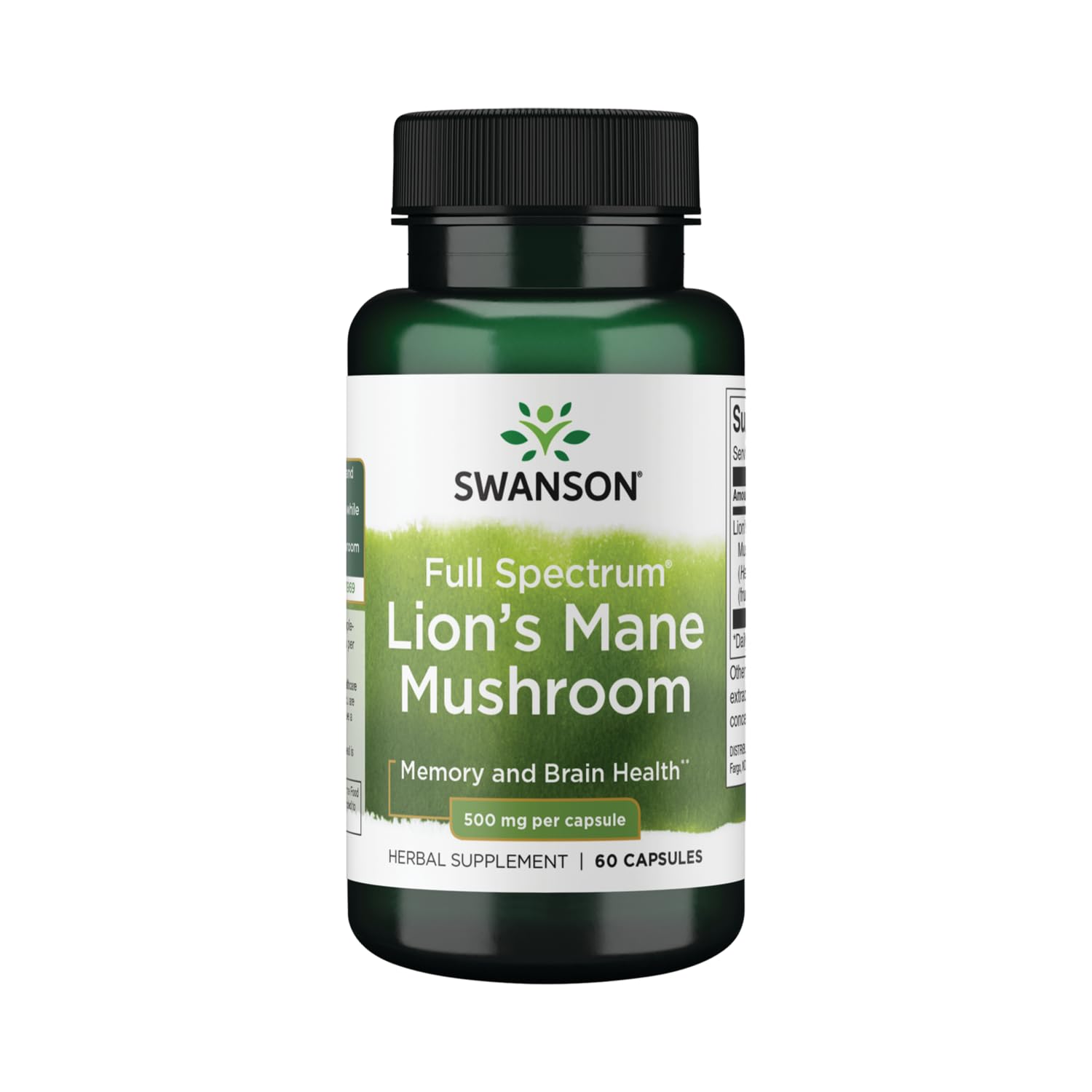 Swanson Lion's Mane Mushroom Capsules - 500 mg Each, 60 Capsules Swanson Au supplements