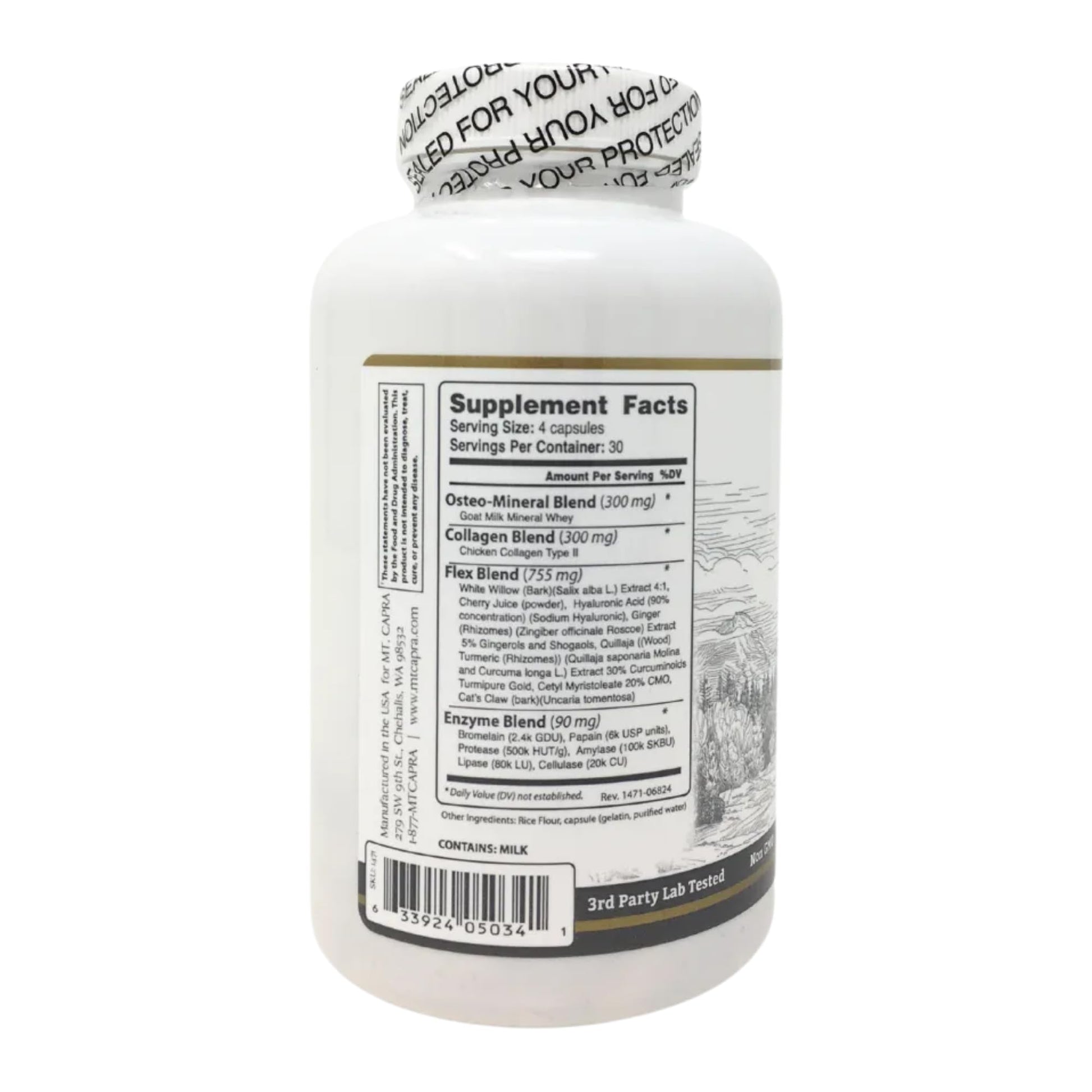 CapraFlex by Mt. Capra | Bone and Joint Support Supplement with Chicken Collagen, Hyaluronic Acid, Turmeric, and Herbs for Joint Vitality | 30 Servings - 120 Capsules Mt Capra Au supplements