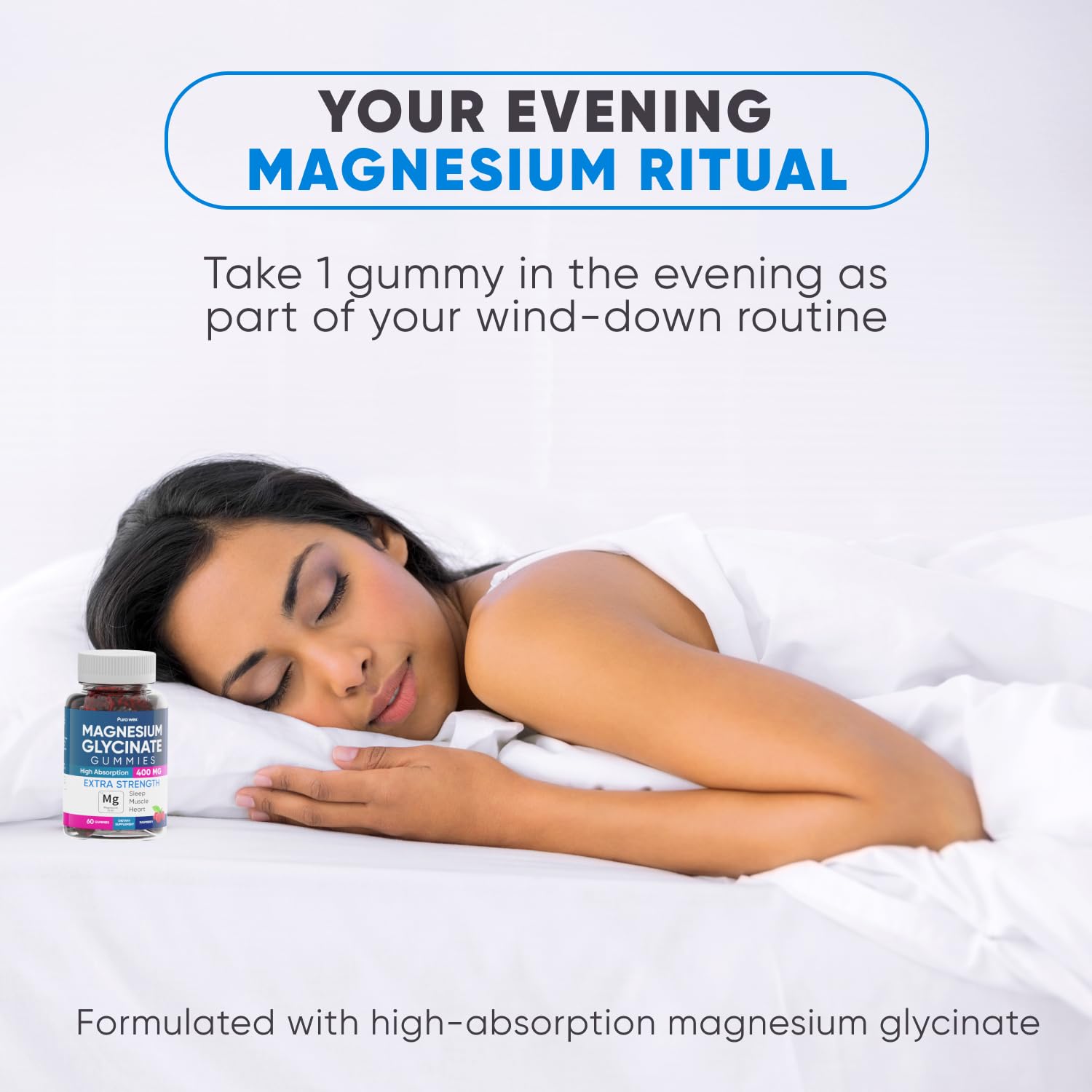 Magnesium Glycinate Gummies 400mg, High Absorption Magnesium Supplement for Women, Men and Kids, Muscle Support and Relaxation, Sugar Free, Vegan, 60 Days Supply PURA WEX NUTRITION Au supplements