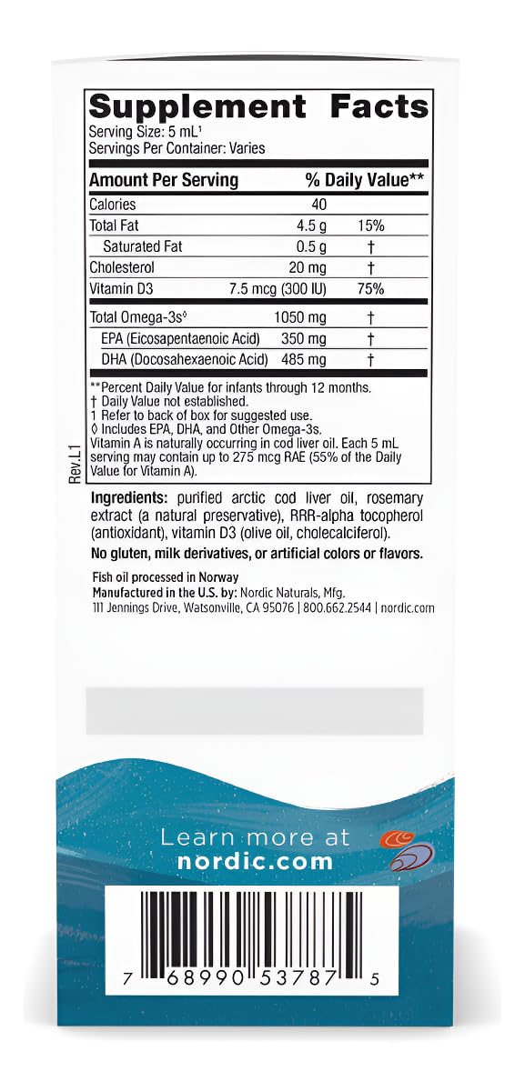 Nordic Naturals Baby’s DHA, Unflavored - 2 oz - 1050 mg Omega-3 + 300 IU Vitamin D3 - Supports Brain, Vision & Nervous System Development in Babies - Non-GMO - Servings May Vary Nordic Naturals Au supplements