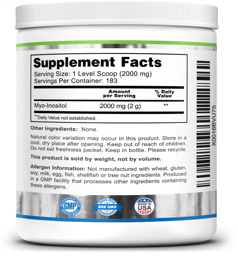 Zazzee Myo-Inositol Powder, 6 Month Supply, 183 Servings, 2000 mg per Serving Zazzee Au supplements