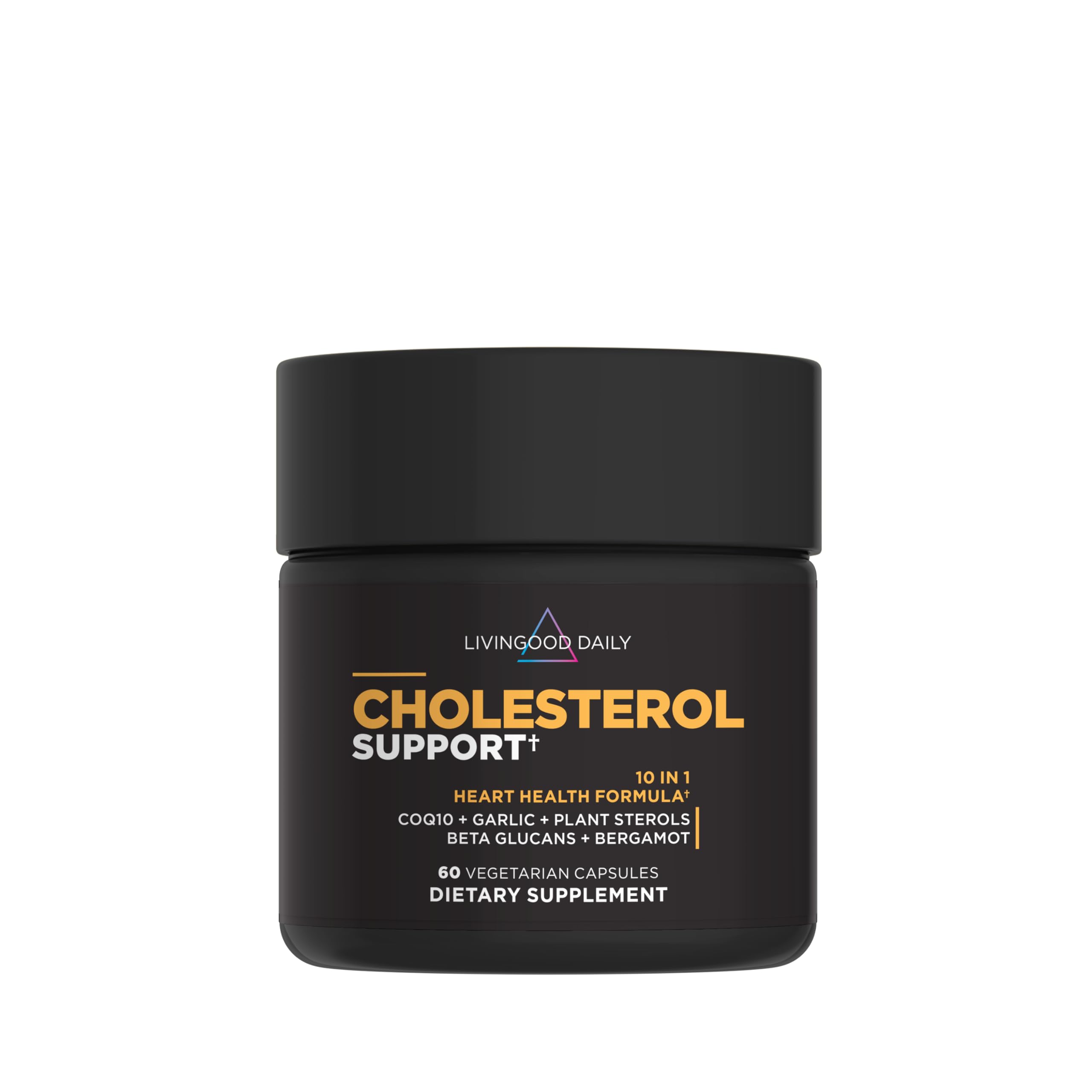 Livingood Daily Cholesterol Support Supplement with Garlic, CoQ10, Vitamin E, Bergamot, Plant Sterols for Body and Heart Health Support, Supports LDL and Triglycerides, Gluten Free, Vegan, 60 Capsules Livingood Daily Au supplements