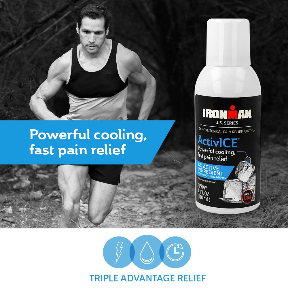 Curad IRONMAN ActivICE Cooling Spray, Topical Pain Relief for Arthritis, Joint, Muscle, Back & Body Aches & Pain, 4 oz (1 count) Curad Au supplements