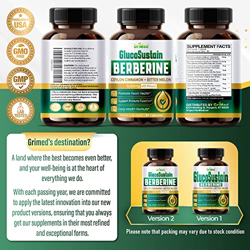 GriMed Berberine Supplement 9,500mg with Ceylon Cinnamon Bitter Melon Supports Healthy GriMed Au supplements
