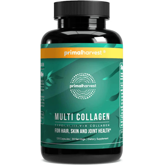 Primal Harvest Multi Collagen Pills for Women and Men (Type I, II, III, V, X) 120 Capsules w/Vitamin C for Hair, Skin, Nails Primal HarvestAU supplements