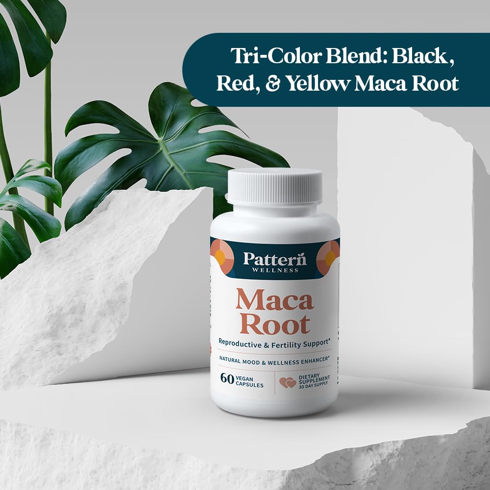 Pattern Wellness Maca Root Extract 20:1-500mg Per Serving – for Men & Women – Tri-Color Black/Red/Yellow Blend – 60 Vegan, Non-GMO Capsules Pattern Wellness Au supplements