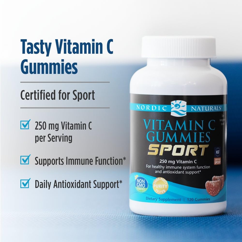 Nordic Naturals Vitamin C Gummies Sport, Tart Tangerine - 120 Gummies - 250 mg Vitamin C - Antioxidant Protection - NSF Certified - Non-GMO, Vegan - 60 Servings Nordic Naturals Au supplements