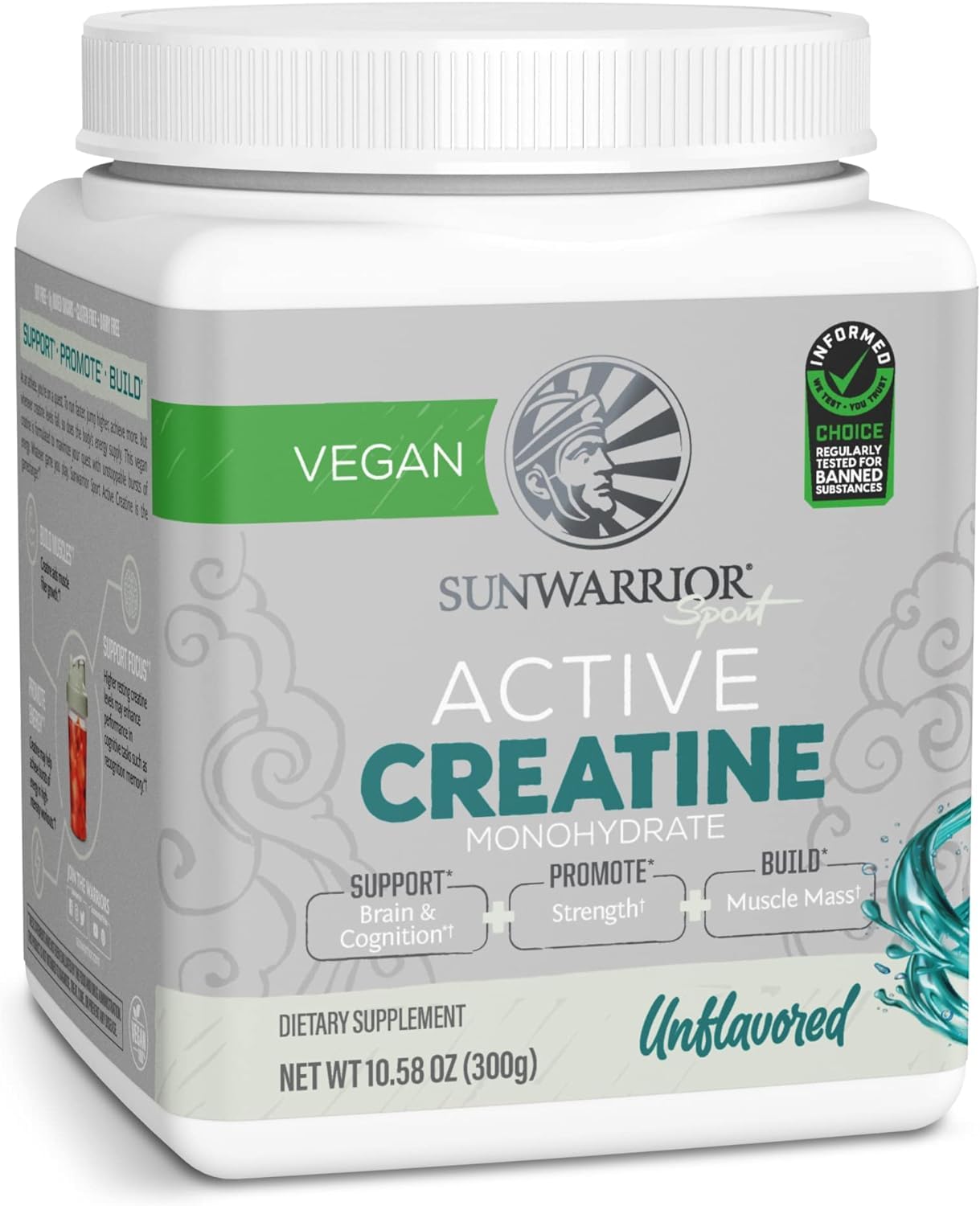 Creatine Monohydrate Powder Micronized PreWorkout Recovery Supplement | Support Muscle Building Strength Training Cognition | Vegan & Keto Friendly Easily Mixes (60 Serving) Unflavored Active Creatine Sunwarrior Au supplements