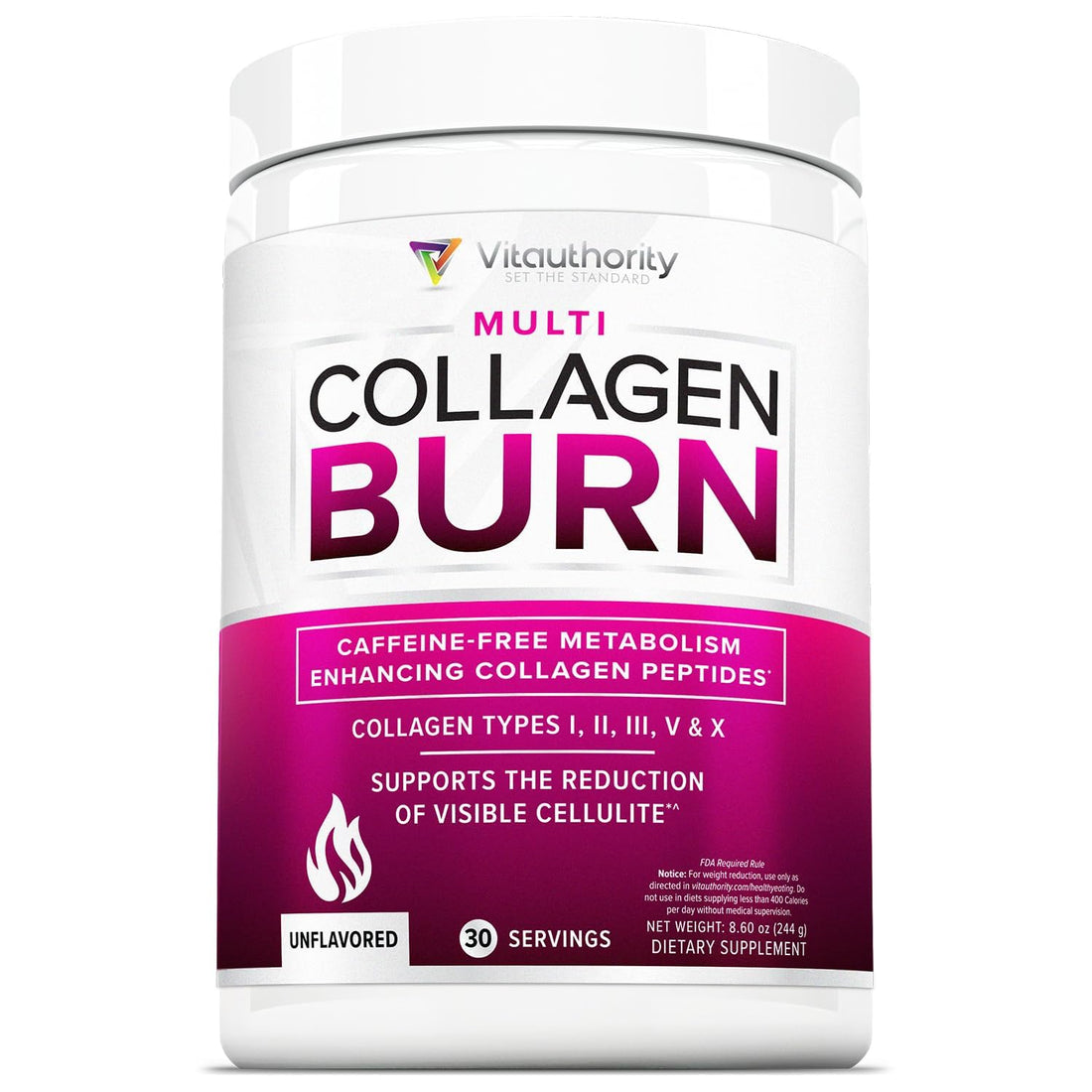 Hydrolyzed Collagen Powder for Weight Loss - Burn Ultimate Beauty Complex Multi Peptides Powder for Women with Types I II III V
