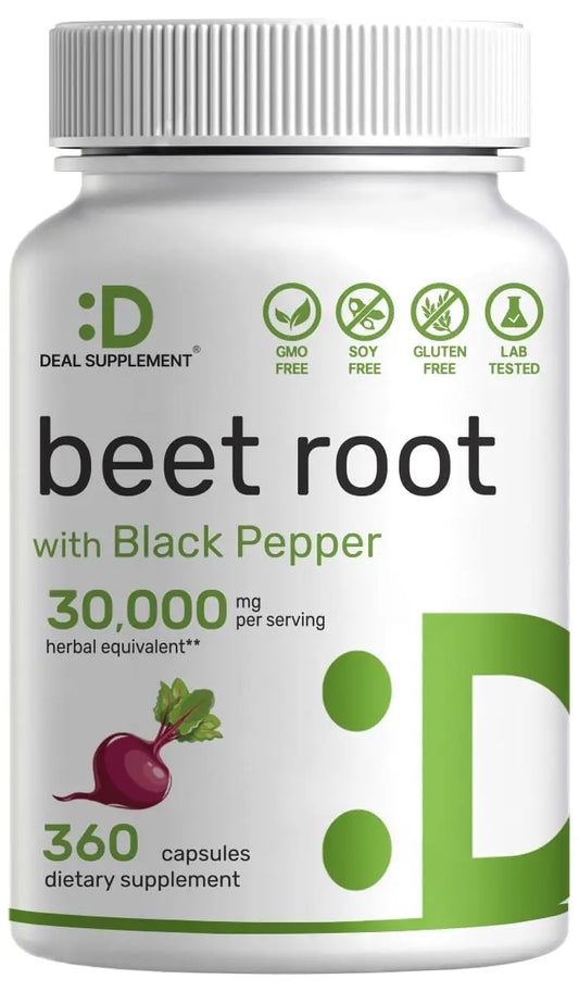 Beet Root Capsules 30000mg Per Serving, 360 Count, with Black Pepper Extract – Enhanced DEAL SUPPLEMENTAU supplements