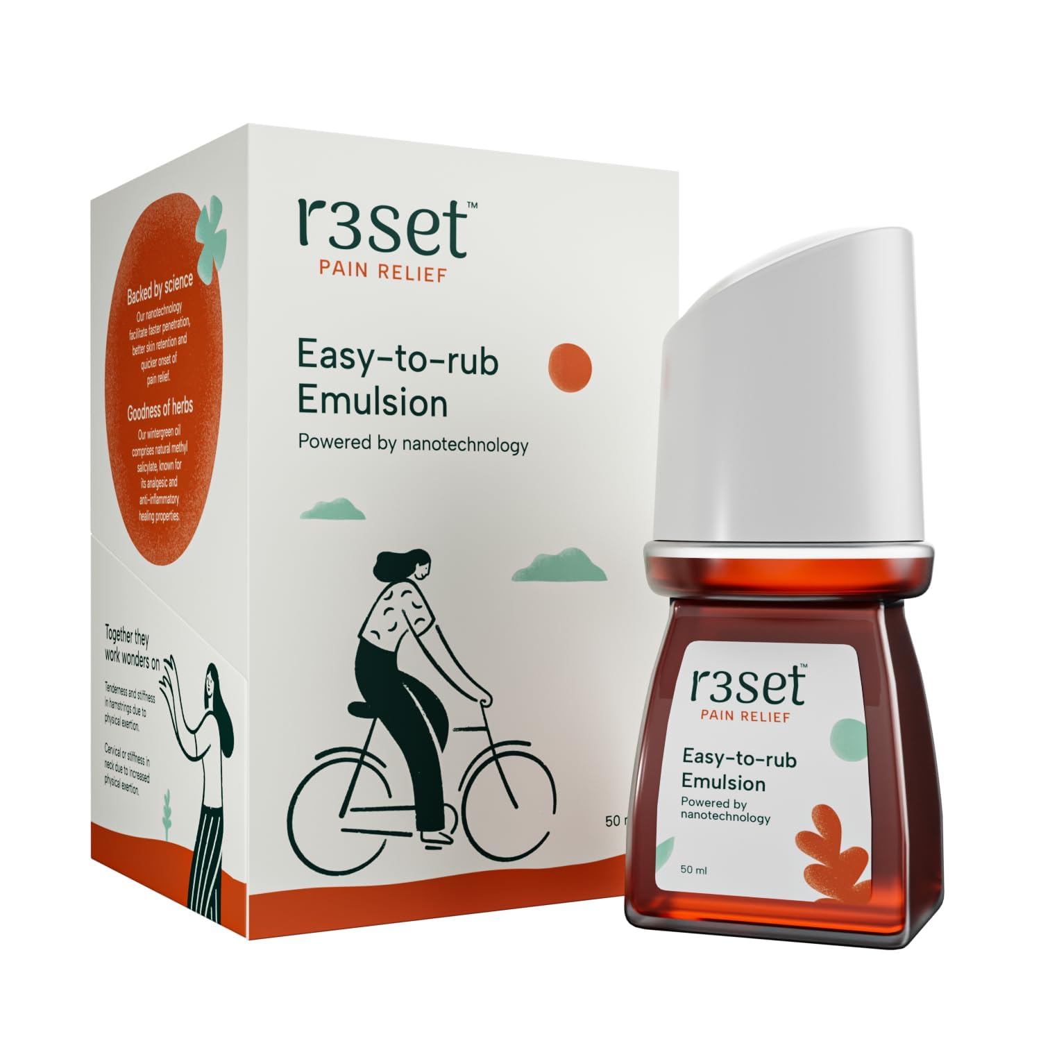 Pain Relief Emulsion Roll-On | Fast Relief for Muscle, Joint, Back, Neck, Knee Pain, Sports Injuries | 100% Natural, Absorbs Easily, No Side Effects | Herbal Ingredients for Aches & Soreness - 50ml Generic Au supplements
