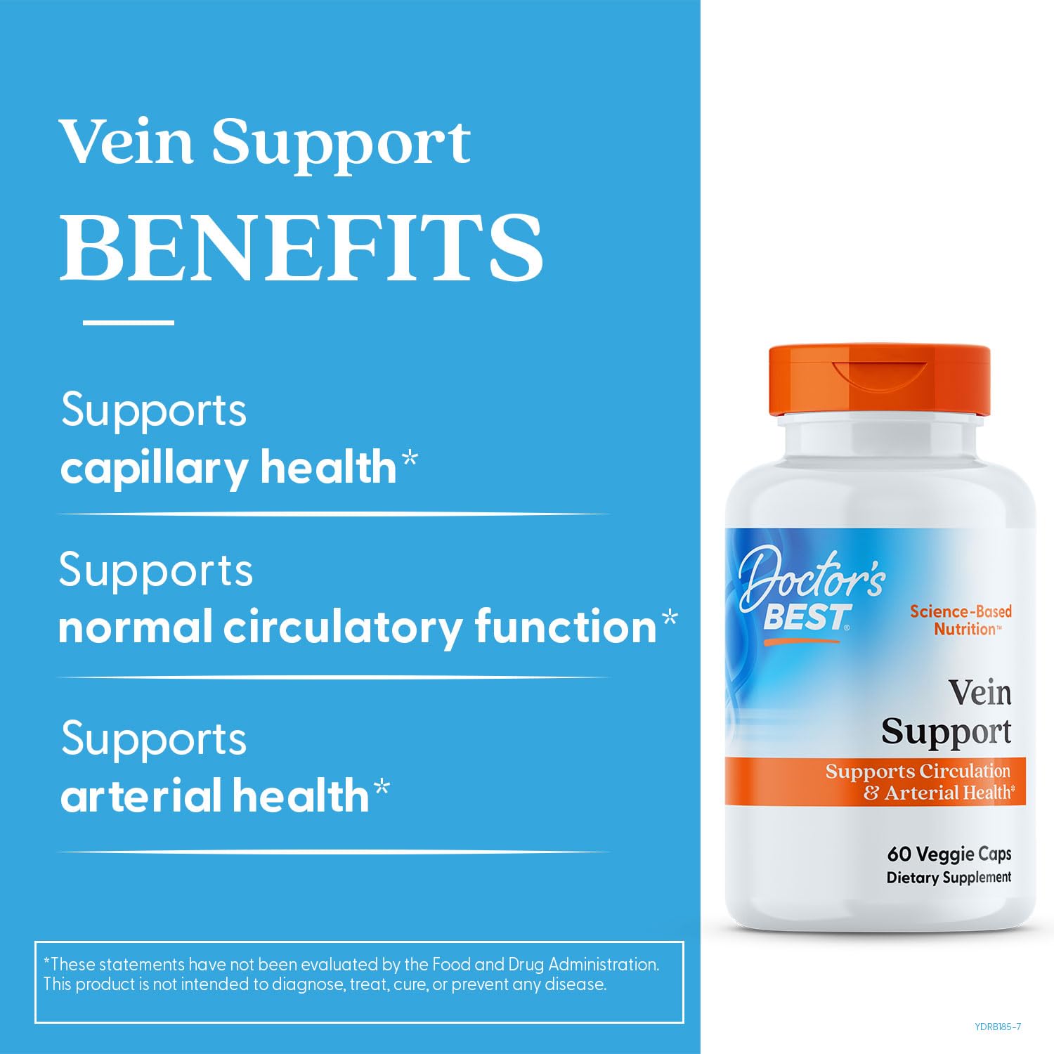 Doctor's Best Vein Support Supplement - Contains Diosmin & Hesperidin, Circulation Support for Legs & Feet, for Men & Women, Formula with Vitamin K2 & Natural Orange Extract, Vegan - 60 Veg Caps Doctor's BEST Au supplements