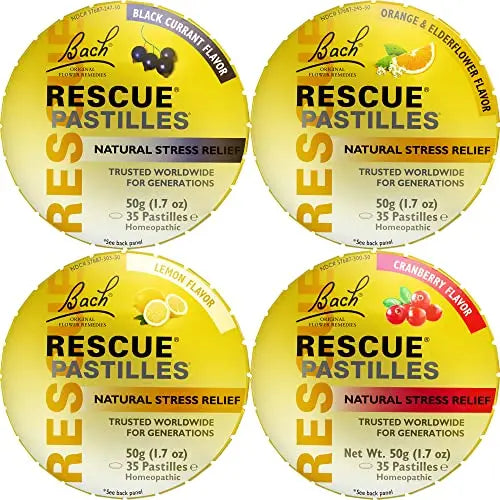 Bach RESCUE Pastilles Variety Pack Natural Stress Relief Lozenges RESCUEAU supplements
