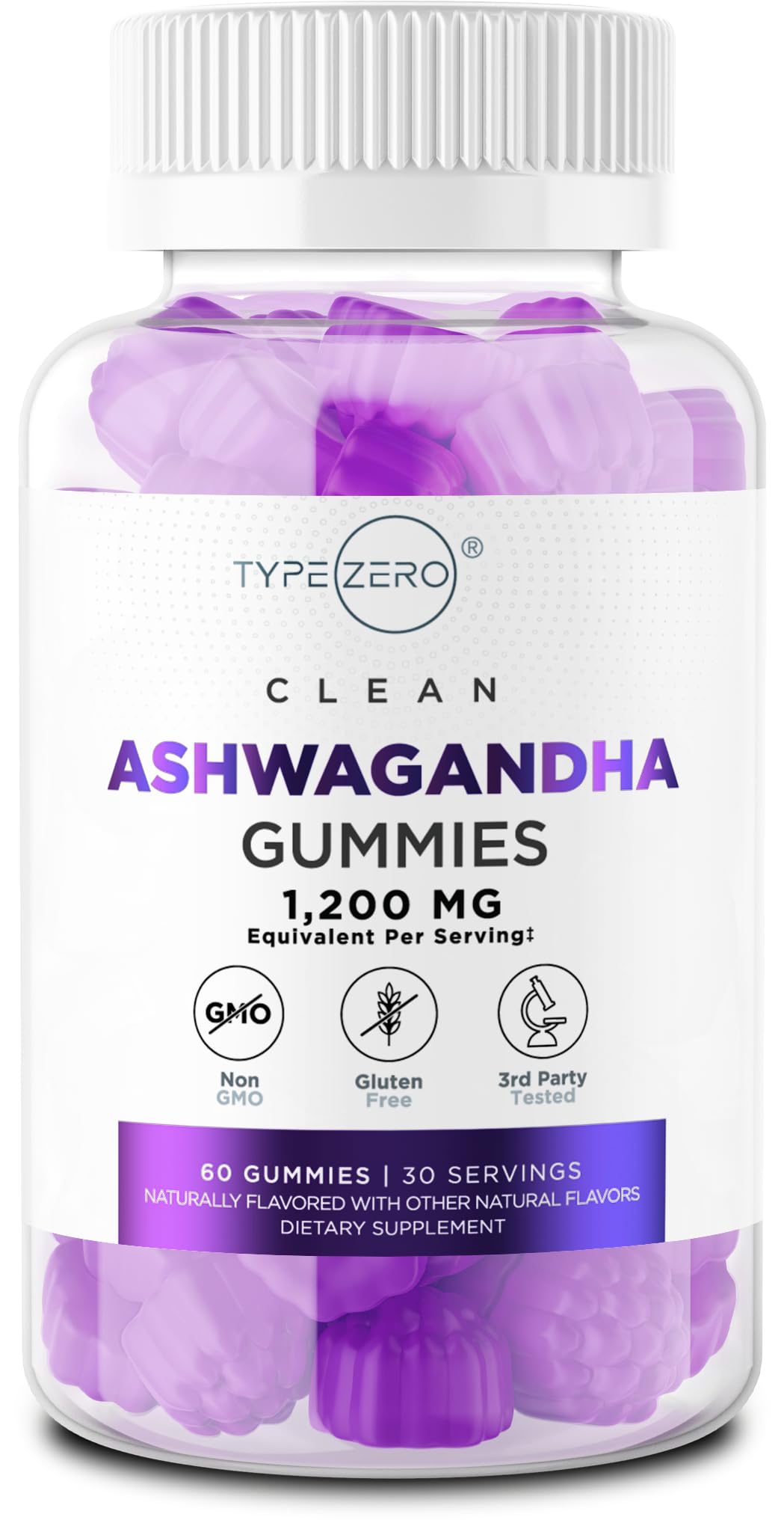 Type Zero Ashwagandha Gummies 60 Gummies for 30 Servings Per Bottle - Ashwagandha Herbal Extract Supplement, Gluten Free, GMO Free Type Zero Au supplements