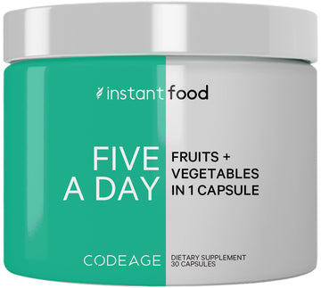 Codeage Instantfood Five A Day – Fruits & Vegetables Capsule Supplement – Whole Food Phytonutrients – 15 Fruits and Veggies Blend - Vegan, Non-GMO – 30 Capsules Codeage Au supplements