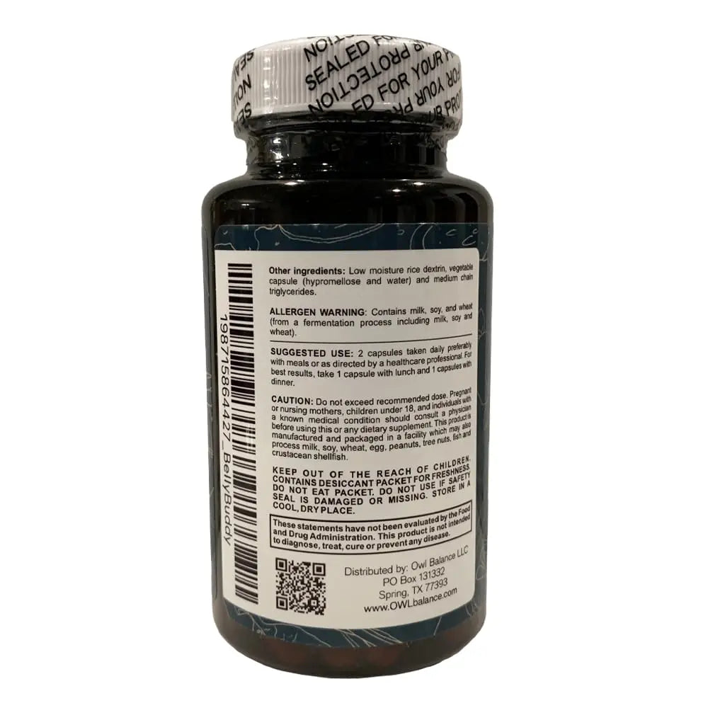 Belly Buddy Advanced Gut Health Support containing a helthy Blend of Probiotics, Prebiotics, and Digestive Enzymes OWL Balance Au supplements