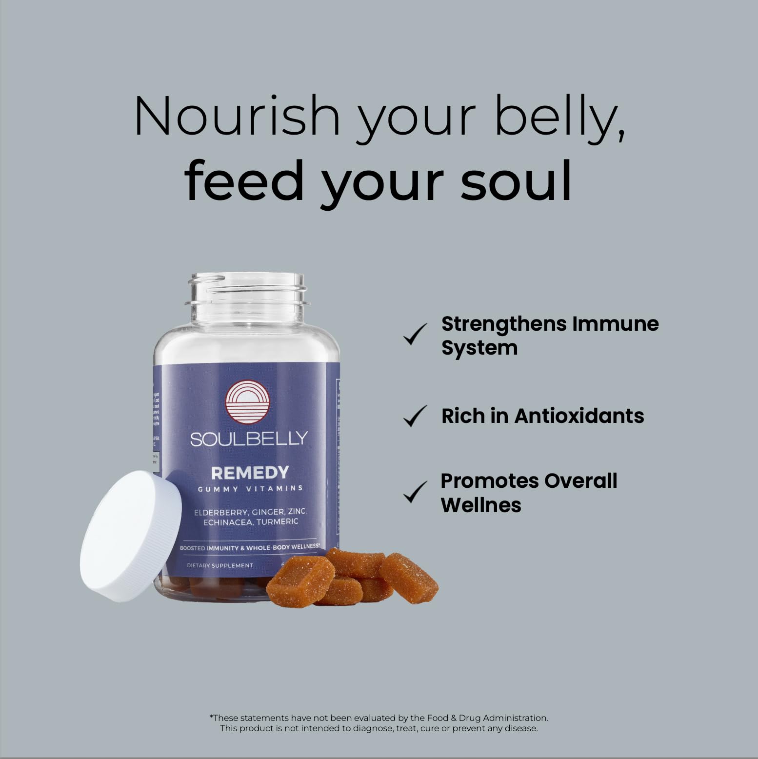 SOULBELLY Super Immunity | Remedy Vitamin Gummies for Immune Support | Vegan | Gluten-Free | Non-GMO | 60 Count SOULBELLY Au supplements