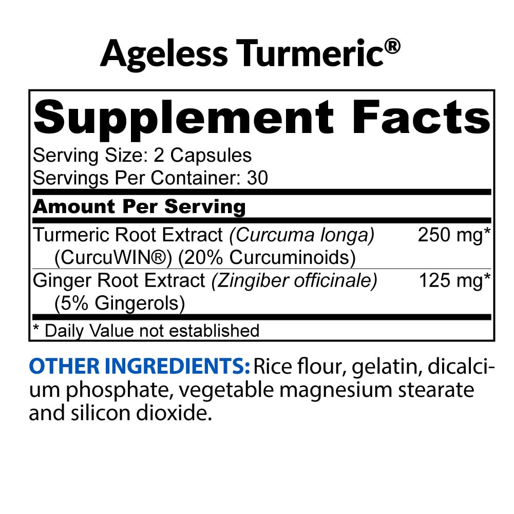 BioTrust Ageless Turmeric Supplement - CurcuWIN Turmeric Curcumin with Ginger Extract BioTrust Au supplements