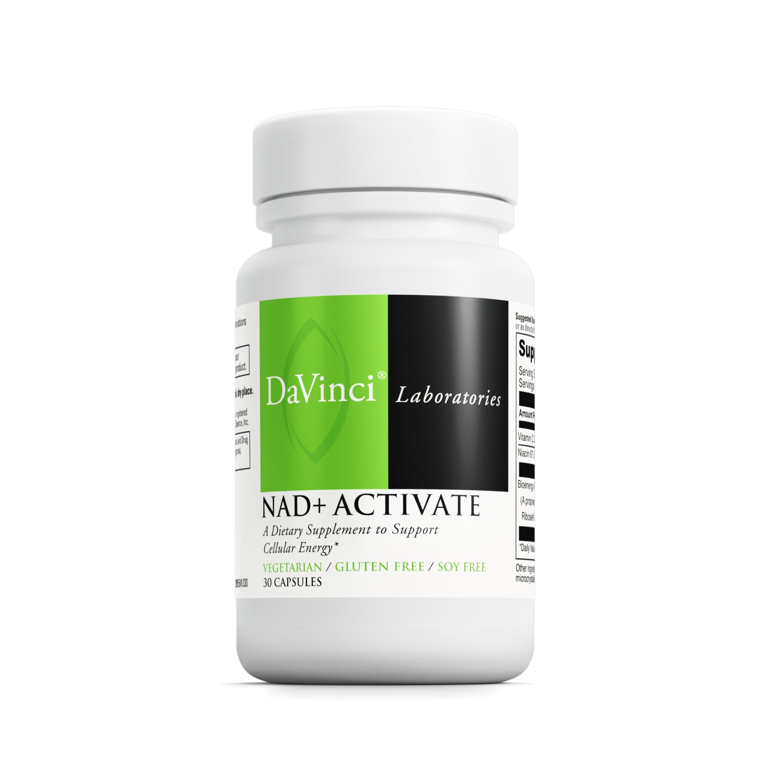 DAVINCI Labs NAD+ Activate - NAD Supplement with Vitamin C & Niacin - Helps Support Brain Health, Cellular Energy & More* - Vegetarian, Gluten-Free & Soy-Free - 30 Capsules DAVINCI Au supplements