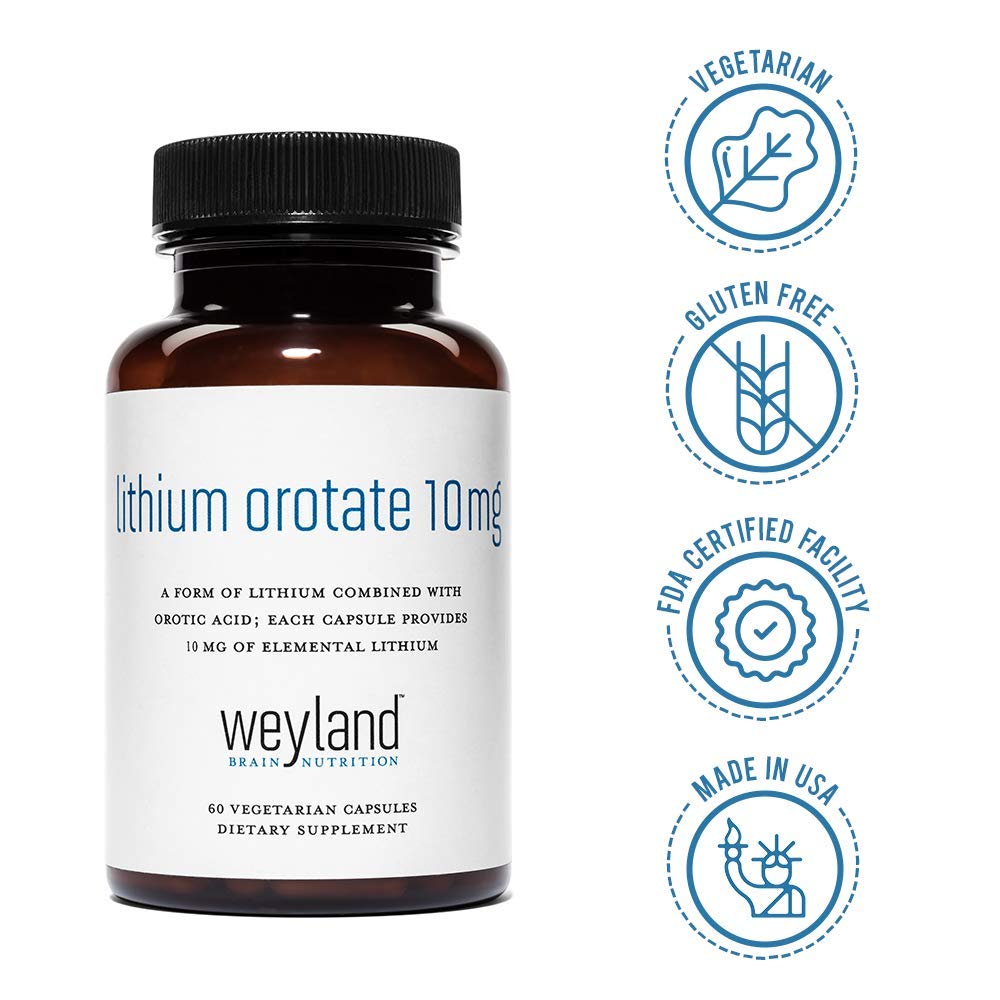 Weyland Brain Nutrition: Lithium Orotate 10mg (1 Bottle), 60 Vegetarian Weyland Brain Nutrition Au supplements