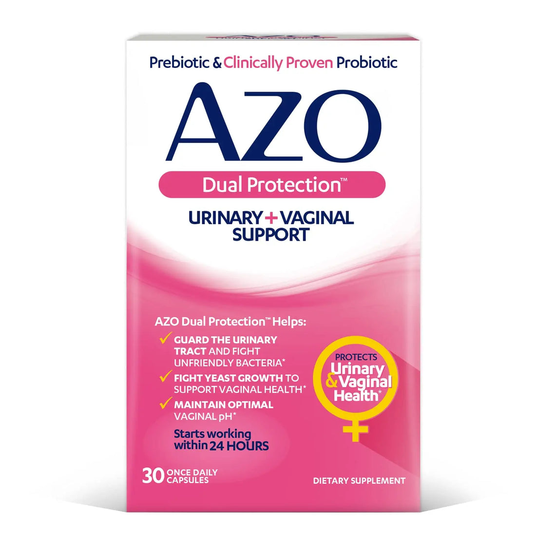 AZO Dual Protection | Urinary + Vaginal Support* | Prebiotic Plus Clinically Proven Women AZO uk supplements