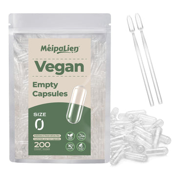 HPMC Empty Capsules Size 0-200 Clear Count Pill Capsules Empty - Plant-Based Cellulose | Vegetarian, Halal, Non-GMO | for DIY Supplement & Herbal Filling MéipaLien Au supplements