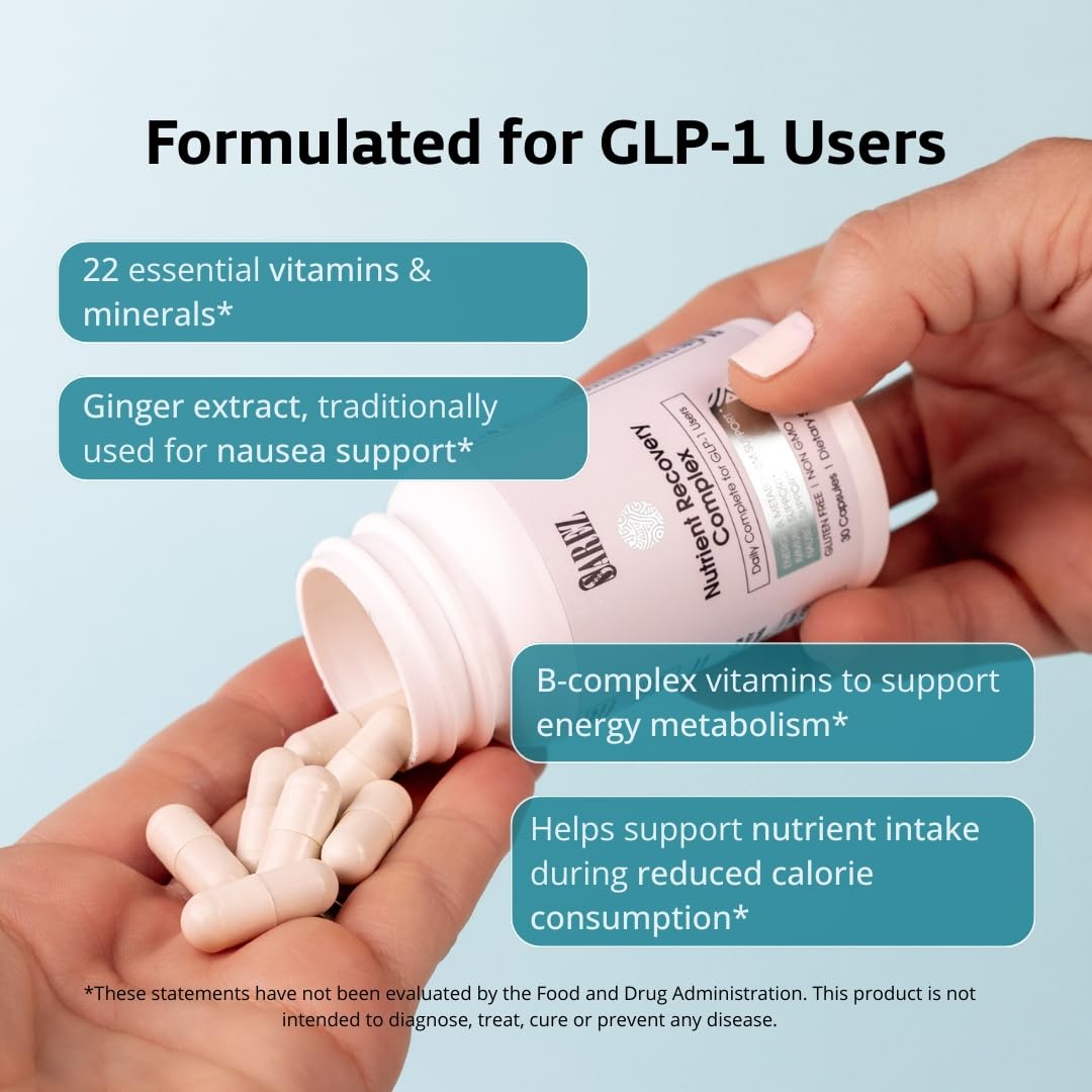 Sarez GLP-1 Support Capsules — Methylated Vitamins & Chelated Minerals — Energy, Metabolism, Hair & Daily Nutrient Support — with Ginger for Nausea — Gentle on Stomach — 30 Day Supply Sarez Au supplements