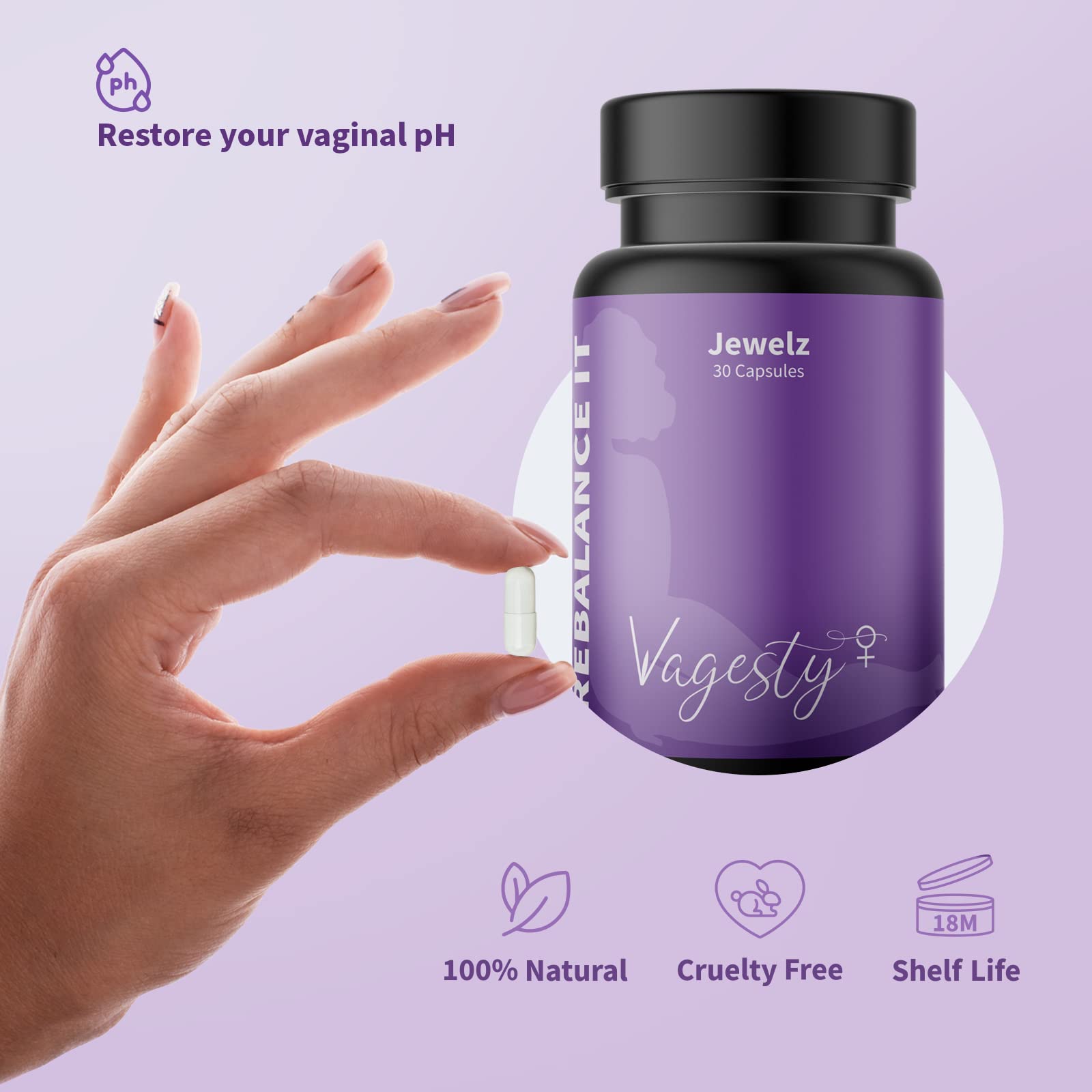 Vagesty Jewelz boric Acid Vaginal Suppositories, 100% Pure boric Acid, rebalance Vaginal pH Vagesty Au supplements